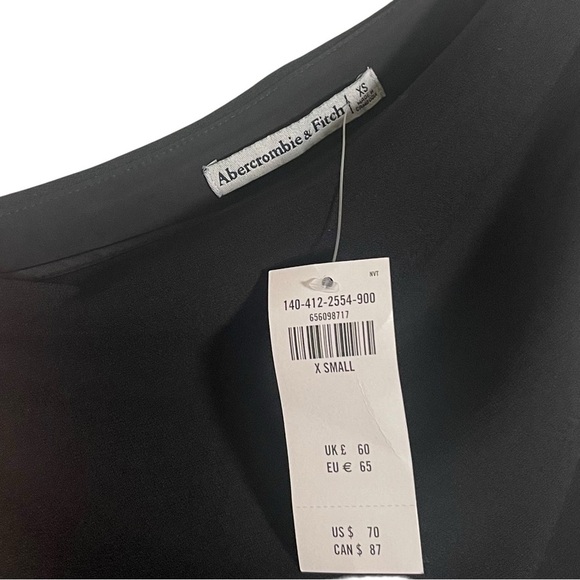 NWT Abercrombie & Fitch Size XS Crepe Asymmetrical One-Shoulder Bodysuit Black - Picture 8 of 9